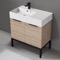 Bathroom Vanity, Modern, Free Standing, Brown Oak, 32